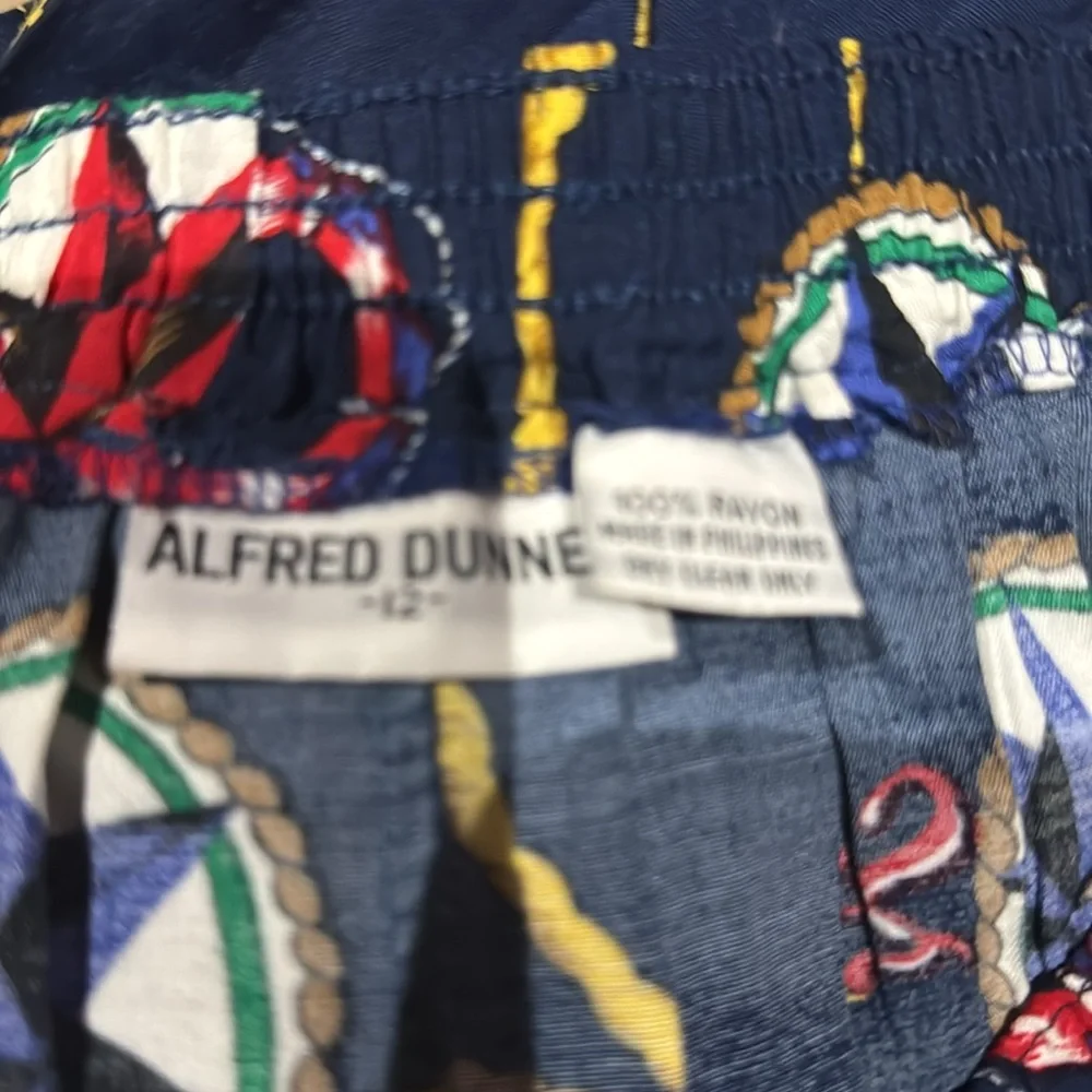 1980s‎ Alfred Dunner 100% Rayon, Nautical Print, Pleated Skirt